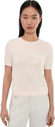 Splendid Emerson Stripe Ss Sweater Womens Sweater Rose Petal/Shell : LG (Womens 10-12), Acrylic/Cashmere/Cotton