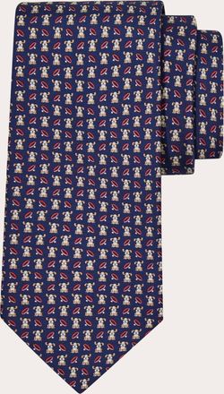 Ferragamo Men Fido print silk tie Blue
