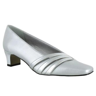 Easy Street Entice 31-0439 Pump 8N Silver Square Toe Block Heel RHS7879