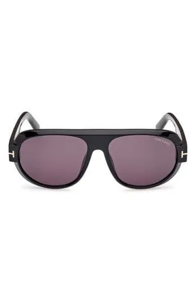 Tom Ford Blake 59mm Pilot Sunglasses in Shiny Black /Smoke at Nordstrom Rack