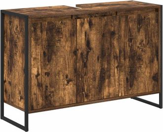 vidaXL Gabinete De Ba&ntilde;o Con Almacenamiento Roble Humo 90 X 30 X 60 Cm Vidaxl