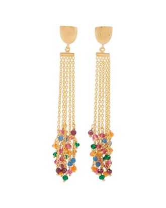 Liv Oliver 18K Plated 2.25 Ct. Tw. Semi-Precious Tassel Earrings