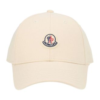 Moncler Caps, female, Beige, Size: ONE SIZE Gabardine Baseball Cap