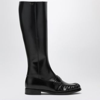 Prada Penny boots in black glossy leather