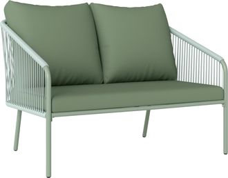 OEM Divano Da Giardino A 2 Posti In Resina Intrecciata Verde 112 Cm