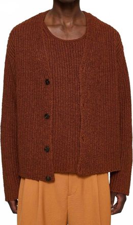 CMMN SWDN Eldar Tape Knit Cardigan In Brown