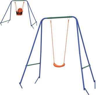 OEM Columpio Para Ni&ntilde;os Y Beb&eacute;s Con 1 Silla Para Ni&ntilde;os 1 Silla Para Beb&eacute;s Y Cintur&oacute;n De Seguridad 180x160x182 Cm Naranja
