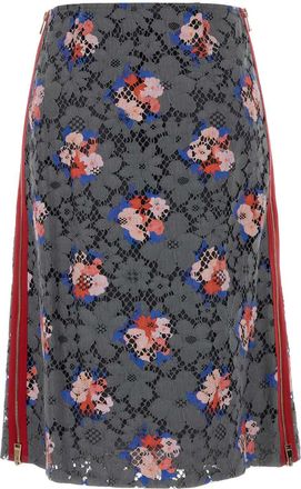 Fendi Womens Printed Skirt Gray Cotton Viscose Nylon