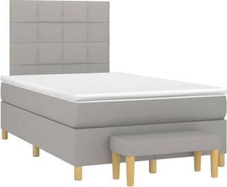 vidaXL Vidaxl - Cama Box Spring Con Colch&oacute;n Tela Gris Claro 120x200 Cm
