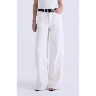 Pistola Denim Sydney High Waist Wide Leg Jeans in Egret at Nordstrom, Size 26