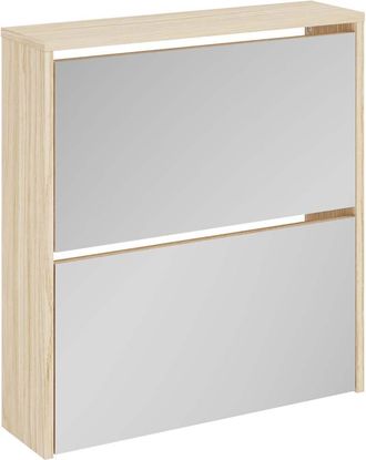 vidaXL Vidaxl - Mueble Zapatero 2 Compartimentos Espejo Color Roble 63x17x67cm