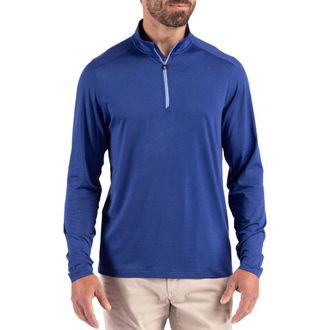 Cutter & Buck Coastline Epic Comfort Half Zip Performance Pullover in Tour Blue at Nordstrom, Size Xxx-Large