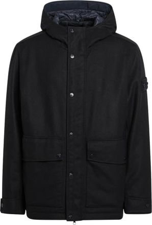 Stone Island Jassen, Heren, Zwart, S, Wol, Giubbotto