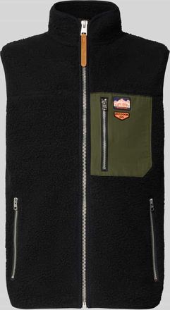 Superdry Fleeceweste mit Reißverschlusstaschen und Stehkragen in Black, Größe XXL