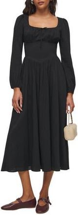 Reformation Oria Organic Cotton Midi Dress in Black at Nordstrom Rack, Size 12