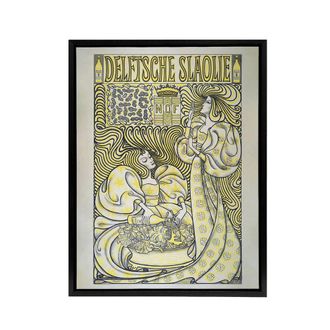 Artery8 Delft Salad Oil Vintage Advert Framed Canvas Wall Art Print Jan Toorop in Yellow | Size: W24 x H32