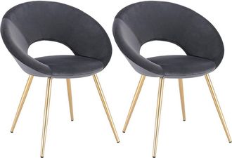 Woltu Woltu Sedia Sala Da Pranzo Cucina Salotto Ufficio Gambe Gold In Metallo Velluto 2x Grigio Scuro