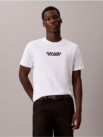 Calvin Klein Jeans Calvin Klein Mens Washed Compact Logo Graphic Classic T-Shirt - White - 2XL