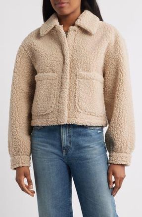 Lucky Brand Patch Pocket Faux Fur Crop Jacket in Oatmeal at Nordstrom Rack, Size Small