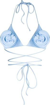 Magda Butrym floral-appliqué bikini top - women - Polyamide/Elastane - 34 - Blue