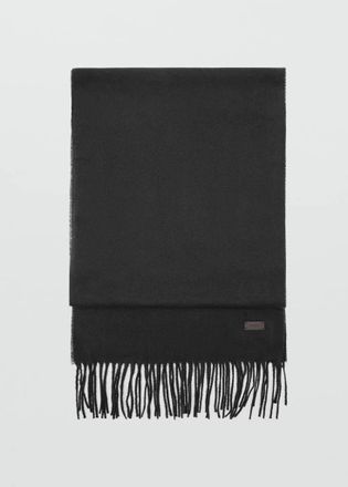 Mango Sciarpa tinta unita frange nero - Uomo - Taglia unica - MANGO MAN