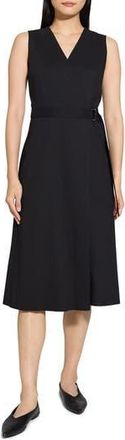 Theory Sleeveless Linen Blend Wrap Dress in Black at Nordstrom Rack, Size 00
