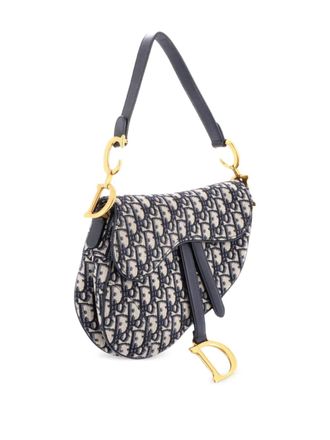Dior Saddle Handbag Oblique Canvas Medium shoulder bag - Blauw