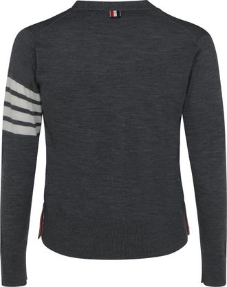 Thom Browne Mens Virgin Wool Cardigan Med Grey Fleece Ovis Aries Sweater