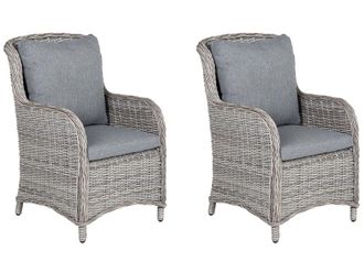 Beliani Sill&oacute;n de rat&aacute;n sint&eacute;tico gris