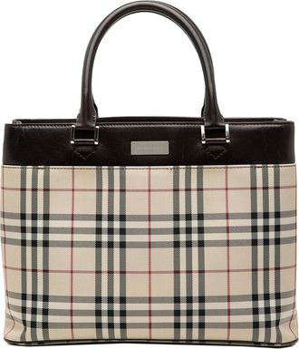 Burberry Pre-owned Womens House Check Canvas Tote - Ivory Textile - One Size