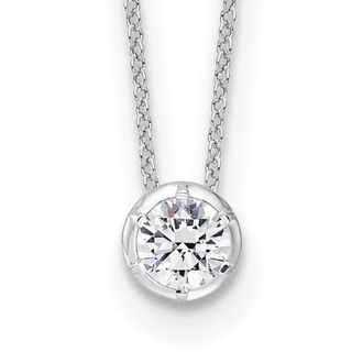 Diamond2Deal 14k White Gold 5/8 Ct Lab Grown Diamond Solitaire Slide Necklace 18 Clarity VS, Color D-E