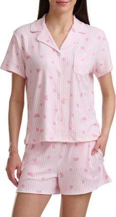 Splendid Notch Collar Short Pajamas in Strawberries And Stripes at Nordstrom, Size X-Large