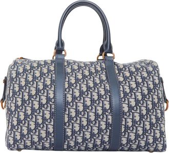 Dior Navy Blue Canvas & Leather 2017 Boston 40 Travel Bag (Authentic Pre- Loved)