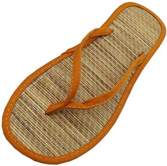 Generic Bamboo Flip Flops Womens Comfortable Non-Slip Toe Separator Bamboo Rattan Flop Peep Toe Flip Flops Summer Flat Shoes Large Sizes Sandals Slip On Showe