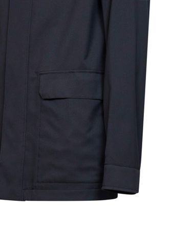 Ermenegildo Zegna Hooded Microfiber Twill Coat - Navy
