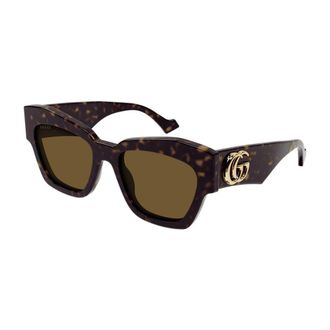 Gucci Sunglasses, female, Brown, Size: 55 MM Square Cat-eye Sunglasses