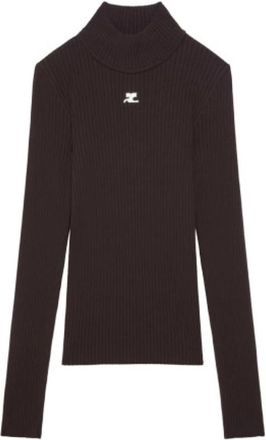 Courr&egrave;ges Mockneck Pullover - Dames - Coltruien - Bruin - L - Truien & Vesten