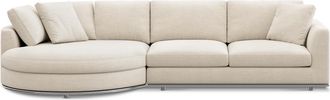 Castlery Hamilton Round Chaise Sectional Sofa Left Facing Customized, Performance Linen Weave Cream, Spill Resistant, Removable Covers for Sofas, Castlery