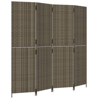 vidaXL Biombo De 4 Paneles Rat&aacute;n Sint&eacute;tico Gris Vidaxl