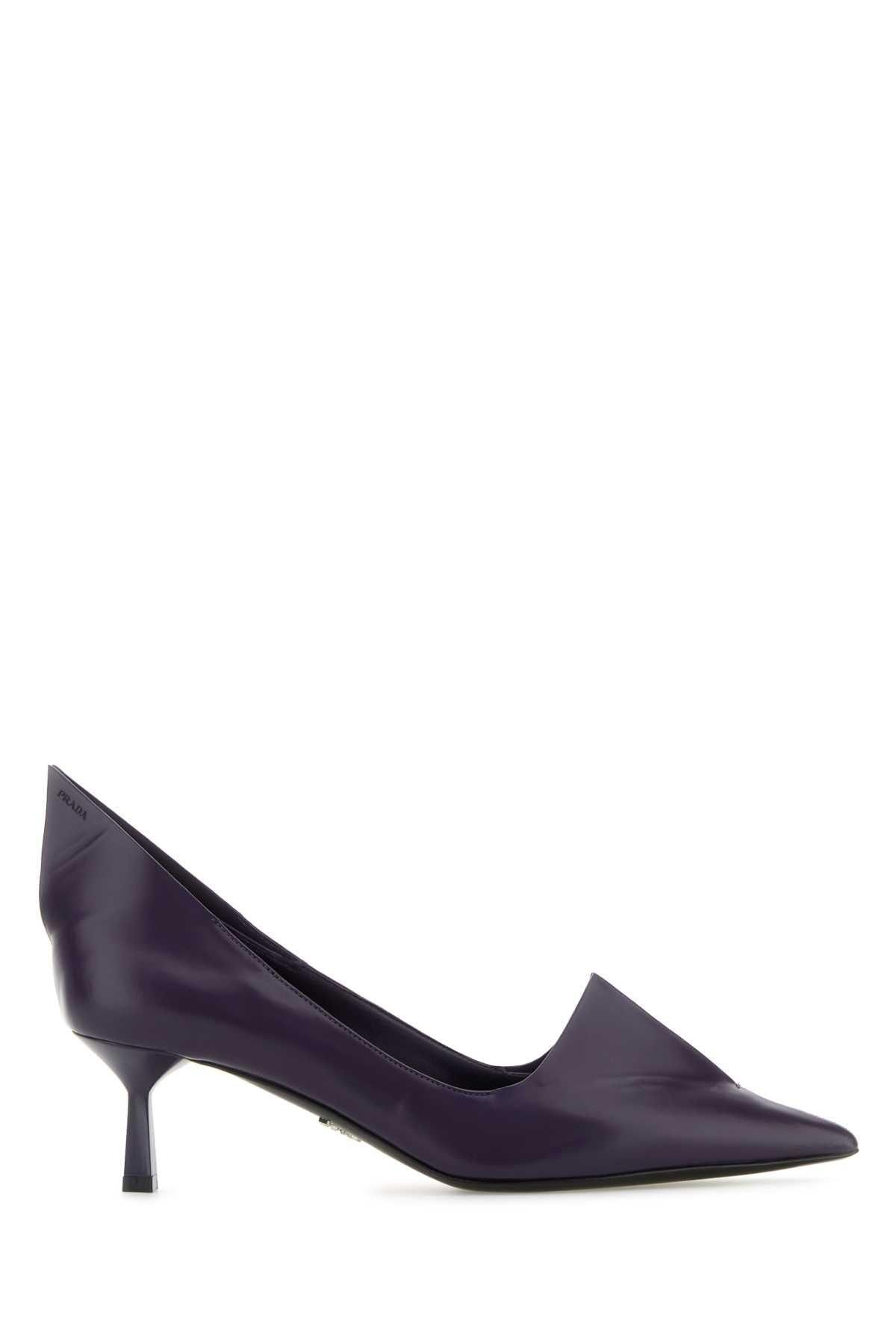PRADA 新品 黒 ハイヒール Prada Black Patent Saffiano Leather Round Toe Pumps - Size