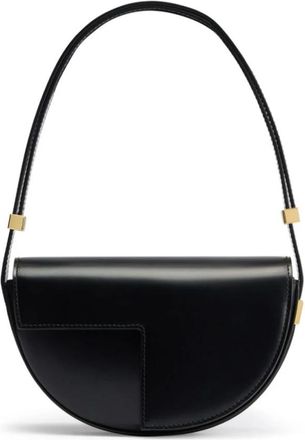 Patou Zwarte leren schoudertas - Dames - Handtassen - Zwart - ONE Size - Tassen