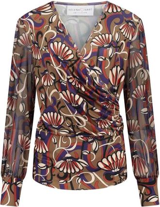 Hart by Helena Hart Overslag top silky Jenna Paars - Dames - Blouses & Shirts - Paars - Maat: XS Zijde
