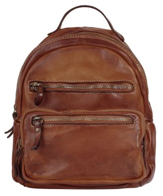 Cluty Cityrucksack CLUTY, Damen, Gr. B/H/T: 27cm x 24cm x 6cm, onesize, braun (cognac), Leder, Rindsleder, unifarben, Rucks&auml;cke Cityrucksack, echt Leder, Ma