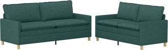 vidaXL Juego De Sof&aacute; 2 Uds. Verde Oscuro Tela Vidaxl