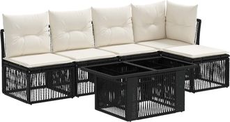 vidaXL Conjunto De Sof&aacute;s De Jard&iacute;n 6 Uds. Negro Rat&aacute;n Sint&eacute;tico Vidaxl