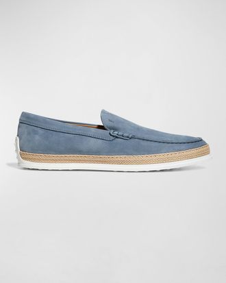 Tod's Mens Nuova Pantofola Comma Rafia TV Suede Loafers
