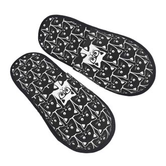 Generic Comfortable Fluffy Slipper Cats Black and One White Mens Slipper Plush Ladies Slippers for Bedroom Guest Hotels L