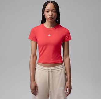 Nike Jordan Womens Jordan Flight T-Shirt in Red | IV5347-631