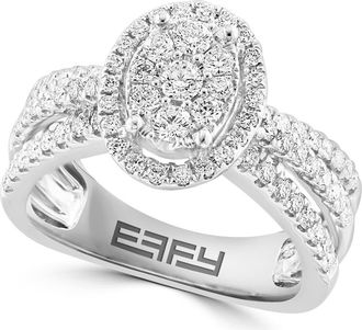 Effy 14K White Gold Diamond Split-Shank Halo Ring in 14K Gold at Nordstrom, Size 7