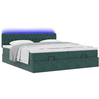 vidaXL Estructura De Cama Otomana Colchones Terciopelo Verde Oscuro Vidaxl
